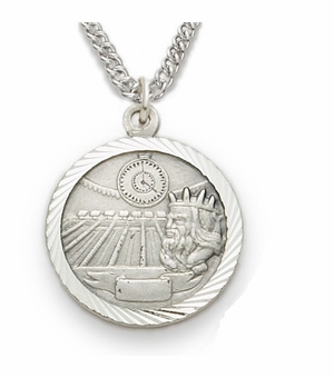 3/4 Inch Swimming Themed St. Christopher Medal in Sterling Silver