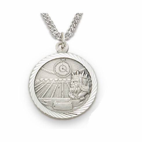 3/4 Inch Swimming Themed St. Christopher Medal in Sterling Silver