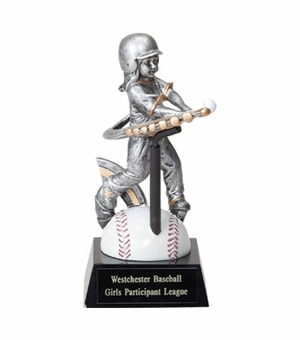 T-BALL, GIRLS, 6 3/4 INCH FIGURE TROPHY