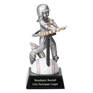 T-BALL, GIRLS, 6 3/4 INCH FIGURE TROPHY