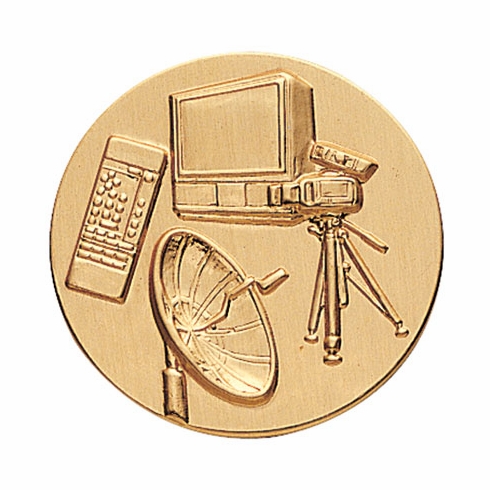 2-Inch in Diameter Round Stamped Metal Television Themed Insert in Multiple Colors