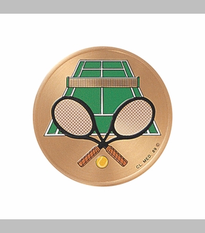 2 Inch in Diameter Round Metal Litho-Print Tennis Medallion Insert