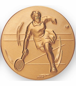 2-Inch in Diameter Round Metal Female Tennis Stamped Insert in Gold