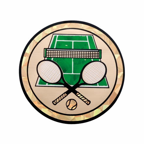 2 Inch in Diameter Round Tennis Themed Insert with Mylar Detailing