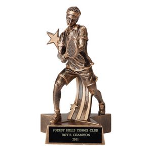 TENNIS, MALE, 7 1/2 INCH FIGURE TROPHY