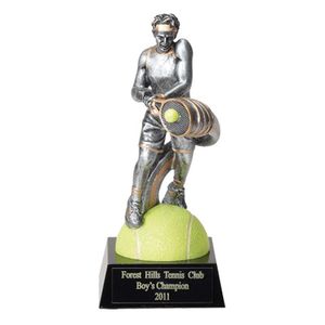 TENNIS, MALE, 7 1/2 INCH FIGURE TROPHY