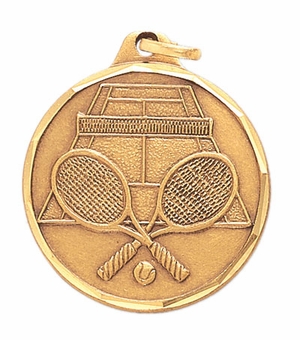 1-1/4 Inch Die-Struck Tennis Medal in Gold, Silver, or Bronze
