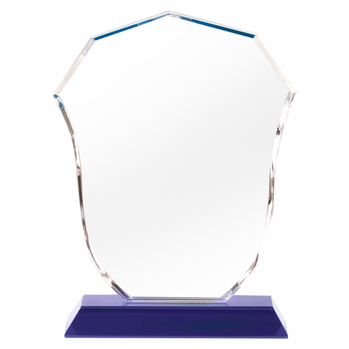 TEST ITEM - DO NOT ORDER!!! - 6 Inch Optical Crystal Police Shield Award on Blue Crystal Base