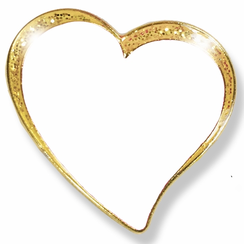 TEST ITEM - DO NOT ORDER!!! - 1 INCH MODERN SPARKLED WHITE ENAMELED HEART WITH GOLD BORDER LAPEL PIN