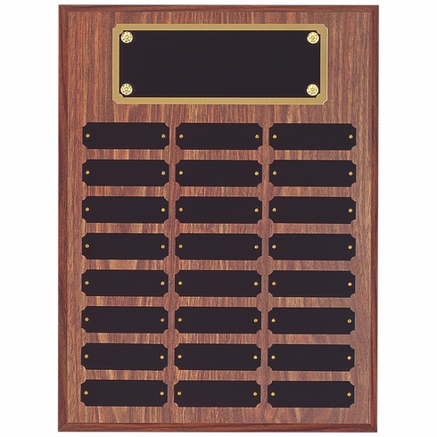 TEST ITEM - DO NOT ORDER!!! - 12 x 16 Inch Walnut Finish Perpetual Plaque With Black And Gold Header Plate - 24 Name Plates