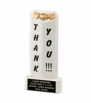 THANK YOU CAST STONE RESIN TROPHY WITH PLATE