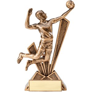 6 1/2 INCH ANTIQUE GOLD MALE VOLLEYBALL CHECK-MATE SERIES RESIN TROPHY