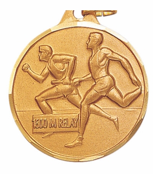 1-1/4 Inch Die-Struck Mens 1600 Meter Relay Medal in Gold, Silver, or Bronze