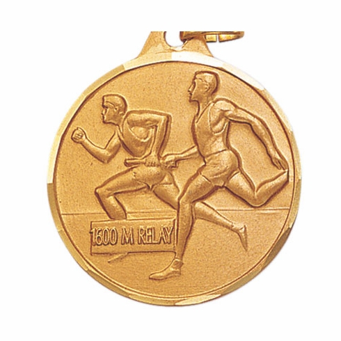 1-1/4 Inch Die-Struck Mens 1600 Meter Relay Medal in Gold, Silver, or Bronze