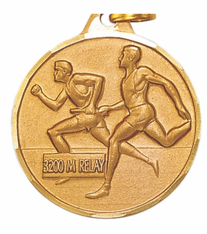 1-1/4 Inch Die-Struck Mens 3200 Meter Relay Medal in Gold, Silver, or Bronze