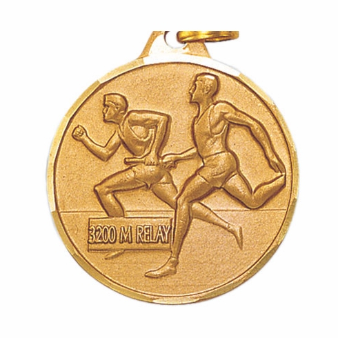 1-1/4 Inch Die-Struck Mens 3200 Meter Relay Medal in Gold, Silver, or Bronze