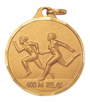 1-1/4 Inch Die-Struck Womens 400 Meter Relay Medal in Gold, Silver, or Bronze