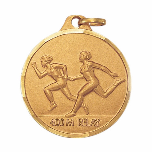 1-1/4 Inch Die-Struck Womens 400 Meter Relay Medal in Gold, Silver, or Bronze