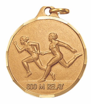 1-1/4 Inch Die-Struck Womens 800 Meter Relay Medal in Gold, Silver, or Bronze