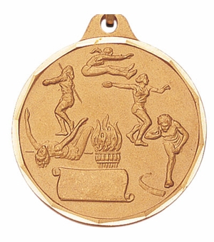 1-1/4 Inch Die-Struck Womens Track Event Medal in Gold, Silver, or Bronze