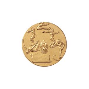 1-Inch in Diameter Round Metal Male Track Events Medallion Insert in Multiple Colors