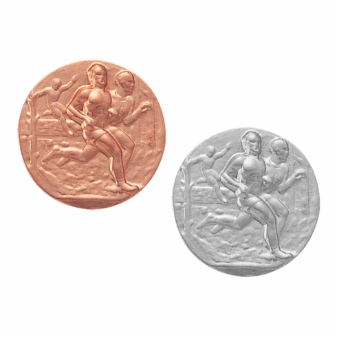 1-Inch in Diameter Round Metal Cross Country Medallion Insert in Multiple Colors