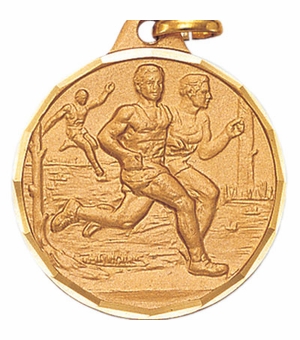 1-1/4 Inch Die-Struck Mens Cross Country Medal in Gold, Silver, or Bronze