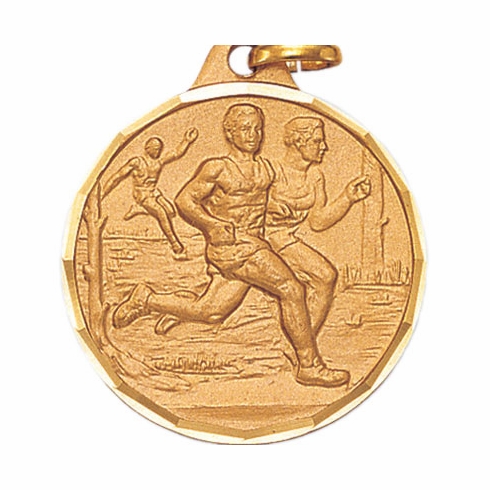 1-1/4 Inch Die-Struck Mens Cross Country Medal in Gold, Silver, or Bronze