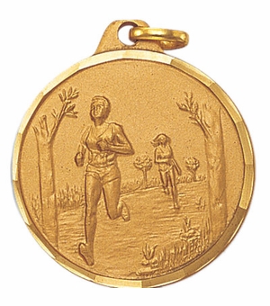 1-1/4 Inch Die-Struck Womens Cross Country Medal in Gold, Silver, or Bronze