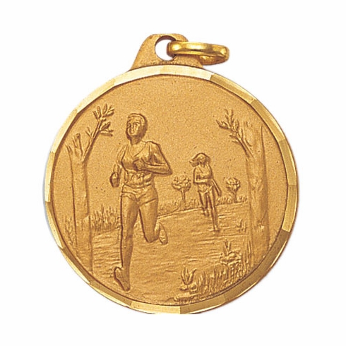 1-1/4 Inch Die-Struck Womens Cross Country Medal in Gold, Silver, or Bronze