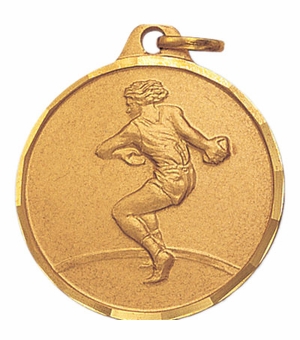 1-1/4 Inch Die-Struck Female Discus Medal in Gold, Silver, or Bronze