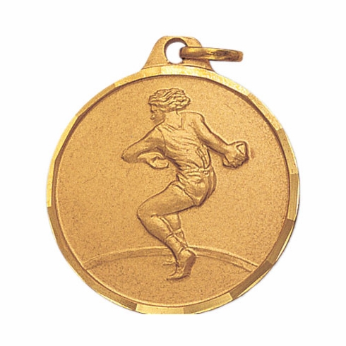 1-1/4 Inch Die-Struck Female Discus Medal in Gold, Silver, or Bronze