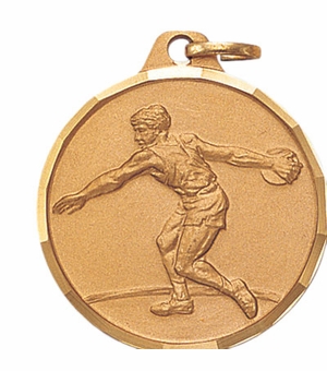 1-1/4 Inch Die-Struck Male Discus Medal in Gold, Silver, or Bronze