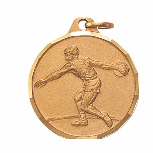 1-1/4 Inch Die-Struck Male Discus Medal in Gold, Silver, or Bronze