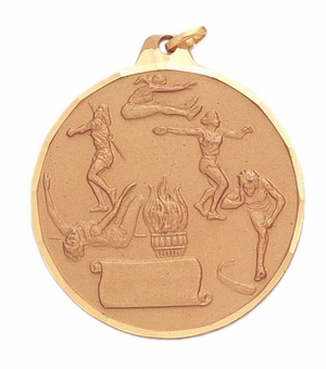 2 Inch Womens Track Event Medal in Gold, Silver, or Bronze with Customizable Back
