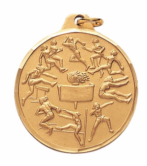 1-1/2 Inch Die-Struck Womens Track Event Medal in Gold, Silver, or Bronze