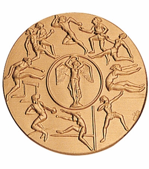 2-Inch in Diameter Round Metal Womens Track and Field Themed Stamped Insert in Multiple Colors