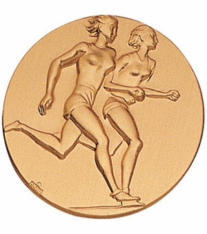 2-Inch in Diameter Round Metal Womens Track Themed Stamped Insert in Gold