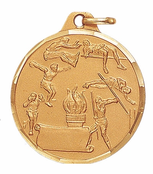 1-1/4 Inch Die-Struck Mens Track Event Medal in Gold, Silver, or Bronze