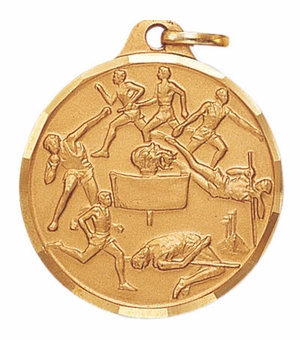 1-1/4 Inch Die-Struck Mens Track Events Medal in Gold, Silver, or Bronze