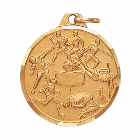 1-1/4 Inch Die-Struck Mens Track Events Medal in Gold, Silver, or Bronze