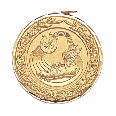 2 Inch Die-Struck Track Themed Medal in Gold, Silver, or Bronze