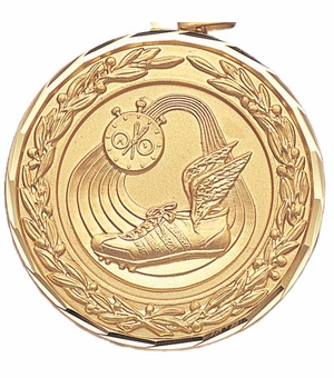2 Inch Die-Struck Track Themed Medal in Gold, Silver, or Bronze