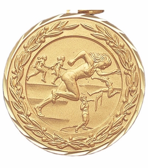 2 Inch Die-Struck Womens Track and Field Medal in Gold, Silver, or Bronze