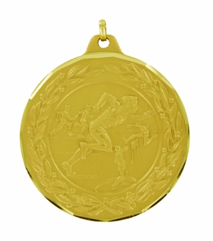 2 Inch Die-Struck Mens Track and Field Medal in Gold, Silver, or Bronze