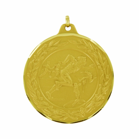 2 Inch Die-Struck Mens Track and Field Medal in Gold, Silver, or Bronze