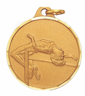 1-1/4 Inch Die-Struck Womens High Jump Medal in Gold, Silver, or Bronze
