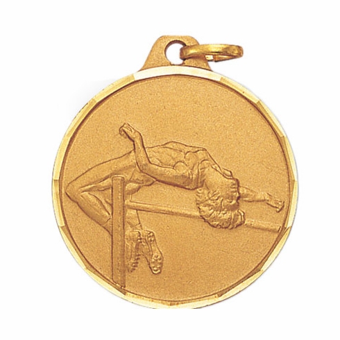 1-1/4 Inch Die-Struck Womens High Jump Medal in Gold, Silver, or Bronze