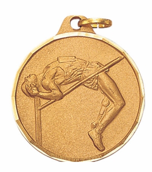 1-1/4 Inch Die-Struck Mens High Jump Medal in Gold, Silver, or Bronze