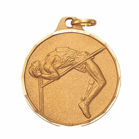 1-1/4 Inch Die-Struck Mens High Jump Medal in Gold, Silver, or Bronze